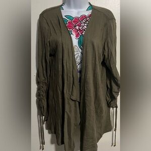 Michael Kors Olive Green Open Front Cardigan Sweater